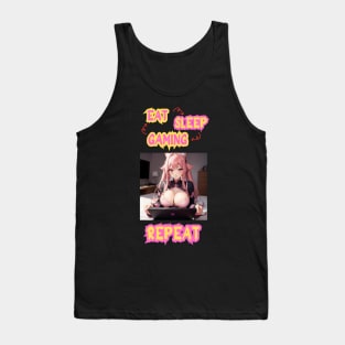 Eat Sleep Gaming Repeat Anime Girl Tank Top